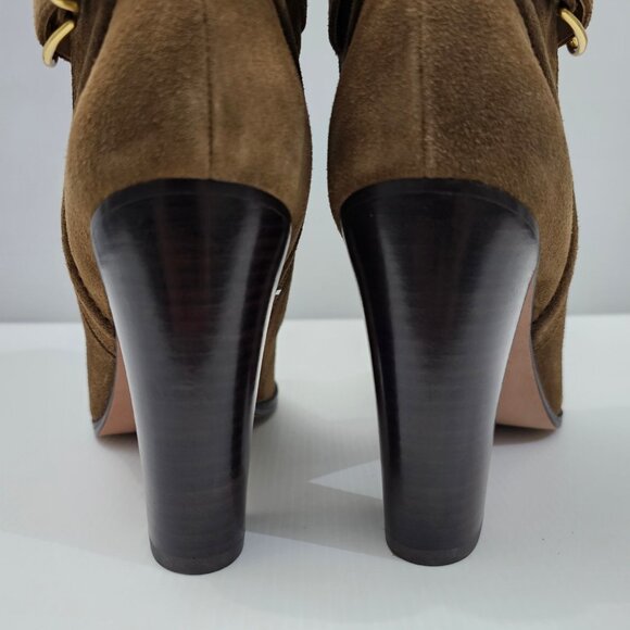 NEW Veronica Beard Viv Ankle Boot Womens 10 Brown Suede High Heeled Buckle Fall - Picture 9 of 15